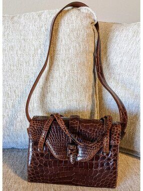 Vintage Lucille de Paris Genuine Alligator Mini Satchel Handbag - Authentic